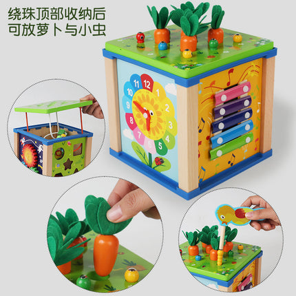 Baby Children's Beaded Toy 0-3 Years Old Educational Treasure Box Toy Montessori Early Education Baby Building Blocks Beaded Dragcart
