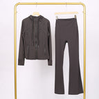 Graphite gray hooded jacket and bell-bottom suit / 2/S
