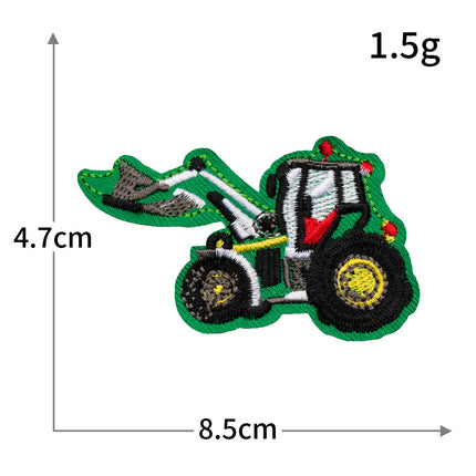 Hot-Selling Computer Embroidery Excavator Engineering Vehicle Bulldozer Cartoon Embroidery Cloth Patch No-Sew Iron-On Hot Melt Adhesive Patch