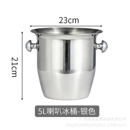 Cross-Border Foreign Trade Stainless Steel Ice Bucket Champagne Bucket Commercial Bar Ice Bucket Ice Beer Bucket Thickened Ice Red Wine Bucket