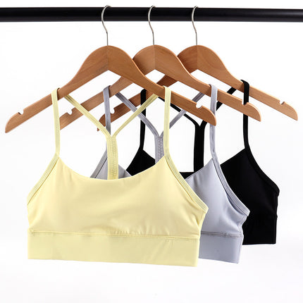 Luo Qi double-sided brushed nude yoga sports underwear fitness running outer wear beauty back shockproof vest bra for women