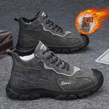 Men's Shoes Winter High-top fleece-lined Thickened Warm Cotton Shoes Waterproof Sports Casual Leather Shoes Men's Snow Boots Trendy Shoes