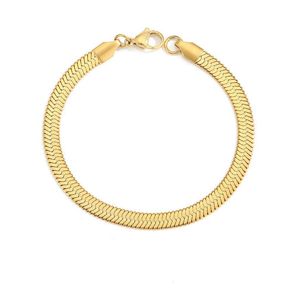 Cross-border European and American Stainless Steel Snake Bone Chain Bracelet for Men and Women Simple Gold Flat Snake Chain Bracelet Bracelet Wholesale