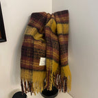 Square label plaid brushed maillard yellow