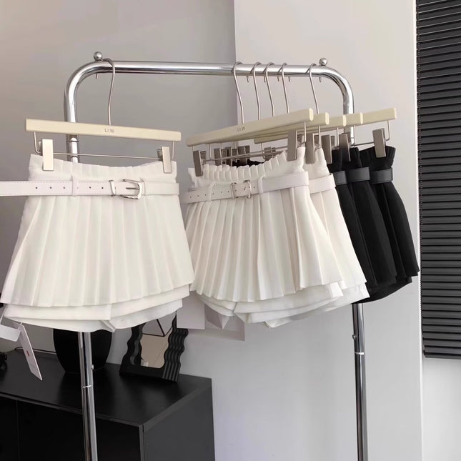 Spring and Autumn New Arrival Small Pleated Skirt A- Line Skirt Women's High Waist All-Match Anti-Glow Pop Skirt Popular