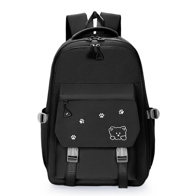 Bear Printed Backpack Senior high school College Student Schoolbag Korean Casual Campus Backpack Refrigerator Open Door Computer Bag