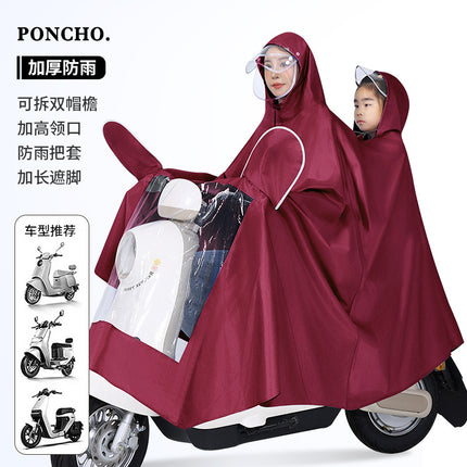 Raincoat for Electric Vehicles and Motorcycles, Adult Double or Single Raincoat with Double Brim, Enlarged and Thickened Riding Raincoat