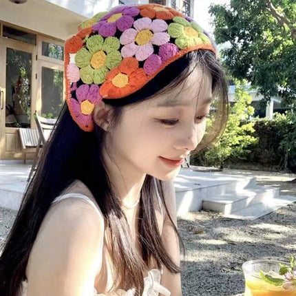 European and American Cross-Border French Ins Retro Handmade Crochet Triangle Scarf Women's Personalized Travel Photo Headscarf Hairband