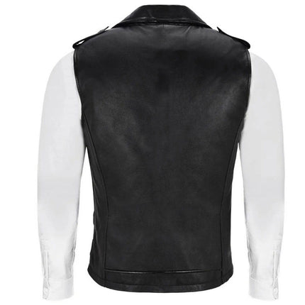 2025 New Popular Foreign Trade Men's Leather Jacket Leather Vest Men's Motorcycle Jacket Pu Vest Men's Style
