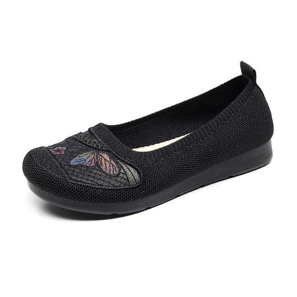 2026 New Style Old Beijing Cloth Shoes for Women, Flat Ethnic Style Soft-Soled Shoes for Middle-Aged and Elderly Mothers, Elderly Shoes, Slip-On Shoes