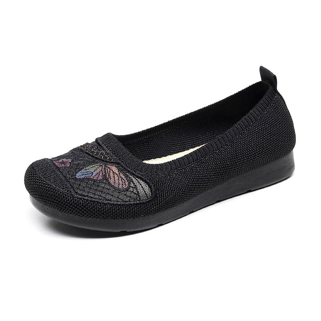 2026 New Style Old Beijing Cloth Shoes for Women, Flat Ethnic Style Soft-Soled Shoes for Middle-Aged and Elderly Mothers, Elderly Shoes, Slip-On Shoes