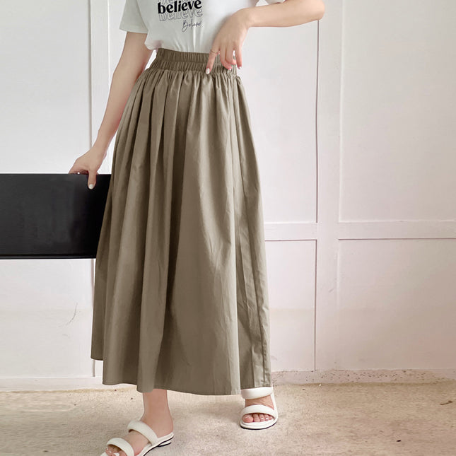 2025 New Product Japan Rakuten Bright Colorful Cotton Long Skirt Half Skirt Pure Cotton Flared Pleated Skirt
