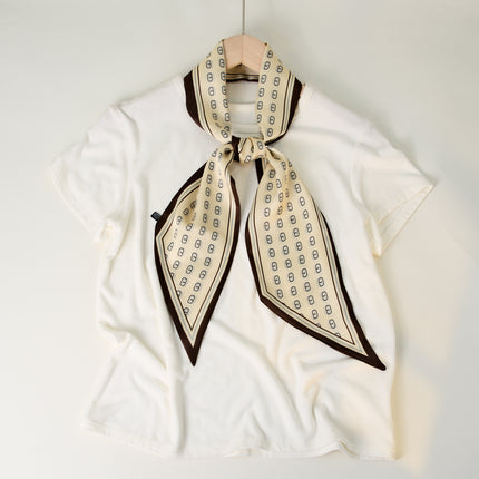 2025 European and American-style Beveled Silk Scarf Cross-border Silk Cashew Dot Long High-end Ribbon Scarf Women's Belt
