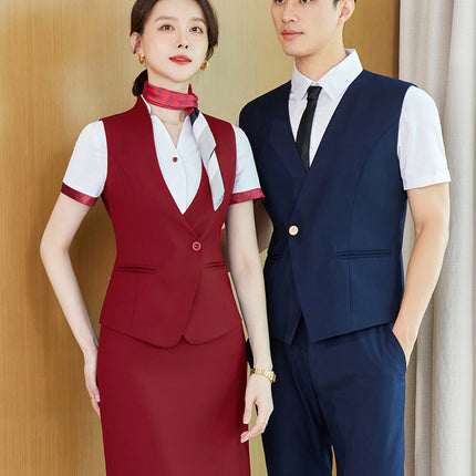 Stewardess uniform professional shirt Women's Spring temperament suit high-end hotel front desk reception work clothes beauty salon work clothes