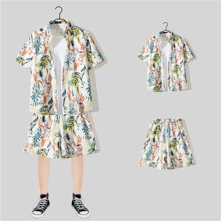 Short-sleeved Flower Shirt Hainan Island Clothing Beach Clothing Sanya Summer Weifeng Thailand Travel Men's Couple Summer Thin suit