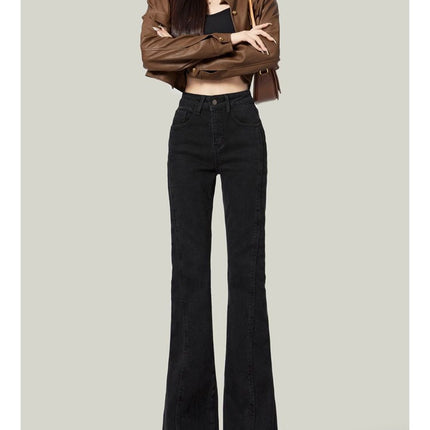 Vintage light blue-Edge Micro-Lar Jeans Women's 2025 Spring New Design High Waist Slim-Fit Slimming Horseshoe Pants