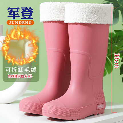 Spring and Summer Non-Slip Women's High Rain Boots Rainy Season Commuting British Work Boots Fashion Rubber Shoes Women's Water Shoes 33 High Tide Water Boots