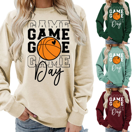 Game day printed round neck women's top vests foreign trade supply autumn and winter coat casual loose European size cross-border
