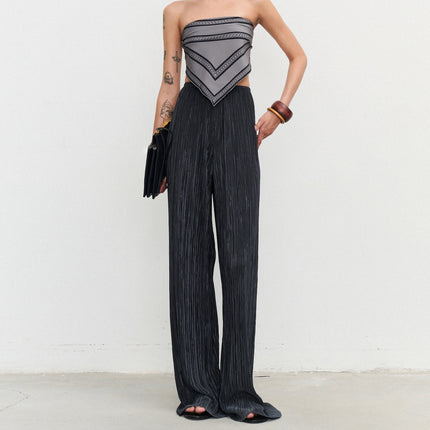 Gao Mei in! Miyake Style Pants Pleated Sag-feeling Tight Waist One-piece Naked-feeling Paper Slimming Air Pants