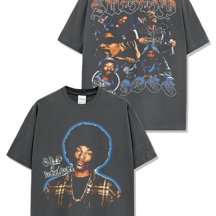 Cross-border Retro Snoopy Dog SNOOP DOGG Printed Short-sleeved T-shirt Washed Long-sleeved Casual Hooded Sweatshirt