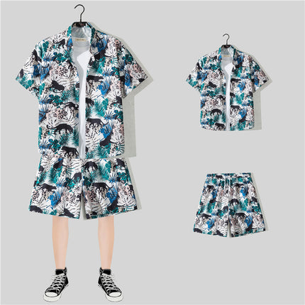 Short Sleeve Flower Shirt Hainan Island Beach Suit Sanya Hawaiian Style Thailand Travel Male Couple Summer Thin suit