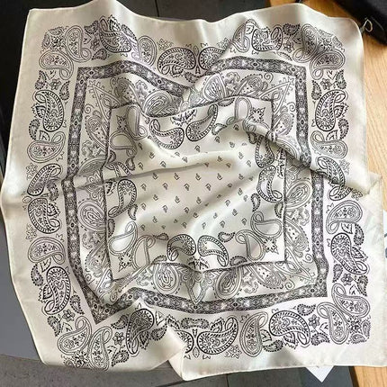 Korean Cashew Silk Scarf Women's Square Scarf Leopard Print Silk Scarf Imitation Silk Scarf Elegant Fashion Four Seasons Cross-Border Printed Scarf