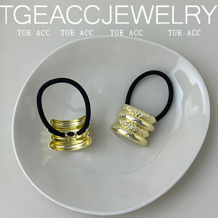 Cross-border new European and American cold wind geometric metal concave-convex elastic new temperament hair ring hair rope temperament head rope