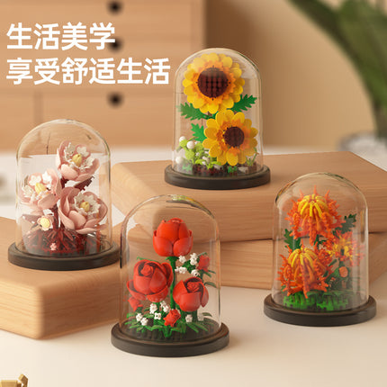 Jihui New Product Flower Pot Series Building Blocks Assembled Compatible with Lego Toys Children's Educational Boys and Girls Cross-border Wholesale