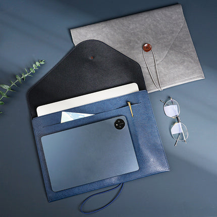 Leather File Bag A4 File Bag Briefcase Button Business Office Storage Portable Large Capacity Custom Folder