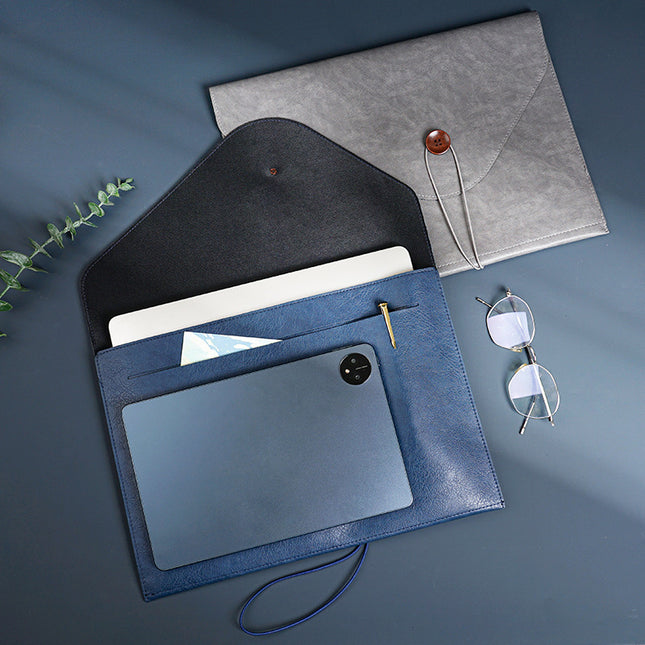 Leather File Bag A4 File Bag Briefcase Button Business Office Storage Portable Large Capacity Custom Folder