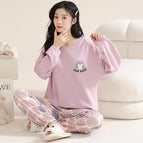 Cm-104 double long hazy purple rabbit round neck suit / M