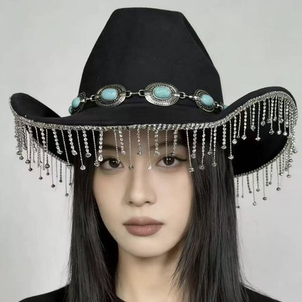 Solid Color Light Board Felt Western Cowboy Hat Outdoor Autum Hat Women's Simple French Hat Men's High-End