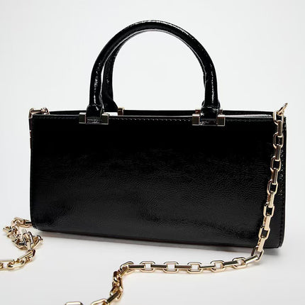 Za's New Autumn and Winter Women's Bag, Deep Red High-Quality Mini One-Shoulder Cross-Body Handbag, Chain Small Square Bag