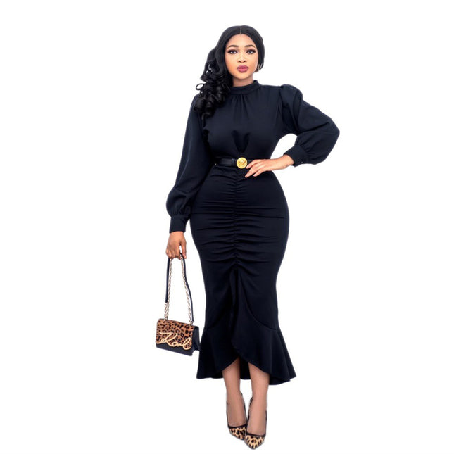 9909 Cross-border Europe and America Amazon Long Sleeve Elegant Slim Fishtail Party Dress Light Mature dress