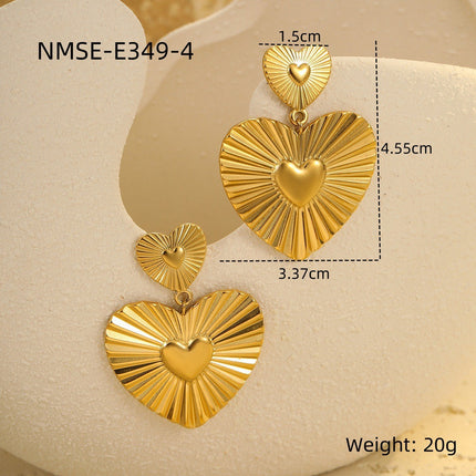 European and American Cross-Border Stainless Steel Tassel Heart Design Earrings Earrings Ins Plated 18K Gold Necklace Hand Jewelry Wholesale