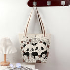 Tote bag-flower panda-coffee color 51205
