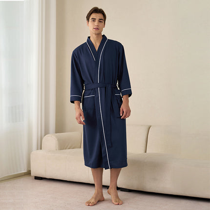Hotel Bathrobe Women's Spring and Summer Thin Water Absorbent Quick-drying Nightgown Men's Mid-length plus size Hot Spring Swimming Sauna Bath Towel