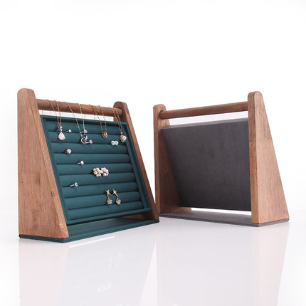 Black Walnut Color Ring Display Stand Large Triangle Ring Earrings Necklace Jewelry Storage Rack Live Props