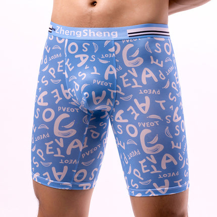 Sports Quick-drying Underwear Men's Summer Ice Silk Thin Breathable Boxers Running Long Anti-wear Leg plus size Boxers