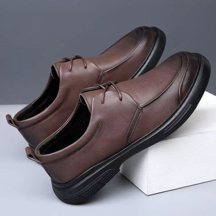 Spring Genuine Leather Men's Shoes 2024 New Non-Slip Thick Sole Set Feet Soft Face Business Casual Leather Shoes Men's Work Shoes