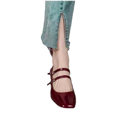 Thick Heel Vintage Mary Jane Shoes Women's 2024 New All-match Fashion Shoes Black Shallow Mouth Fairy Style Baotou Shoes