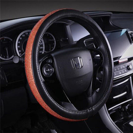 Cross-border new car steering wheel cover leather fashion rhinestone gold silk plush Four Seasons universal Diamond steering wheel cover