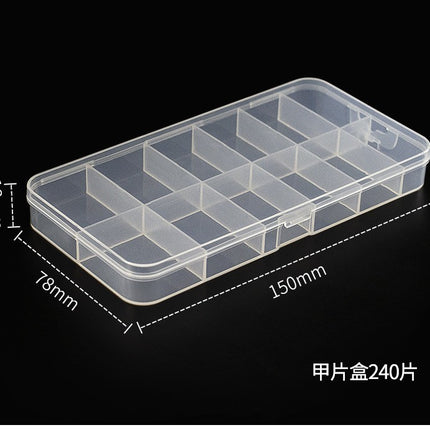 Manicure Tool Box, Nail Chip Box, Dust-Proof and Oxidation-Proof Jewelry, Multi-Grids 240 Pieces, Transparent High-Grade Plastic Storage Box