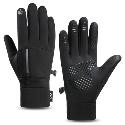 Winter Gloves Men's Q247 Autumn and Winter Outdoor Cycling Sports Anti-Slip Two-Finger Touch Screen Thickeneded Fishing Cycling Gloves