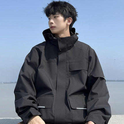 plus size Men's Windproof Waterproof Jacket Spring and Autumn Plus-sized All-match Jacket Korean-style Loose Casual Jacket