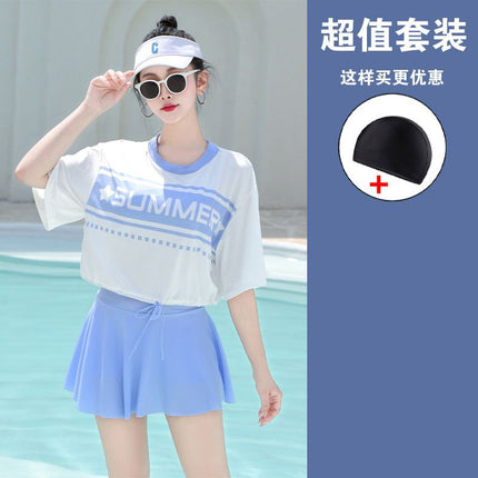 Swimsuit Women's Split Conservative Sports Three-piece Set Slimming Belly Covering Fashionable High-end 2025 New Hot Spring Swimsuit