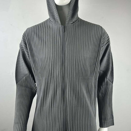 Miyake Clothes House Men's Pleated Zipper Cardigan Jacket Hoodie Sweater Jacket Loose Casual Autumn and Winter JL106