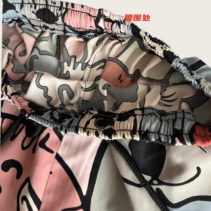 Summer Men's Beach Shorts Breathable Sports Cool Cartoon Silk Texture Shorts Men's Outdoor Sports Casual Large Shorts