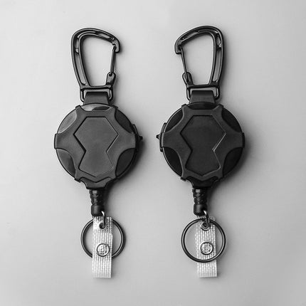 Cross-Border Multifunctional Telescopic Automatic Rebound Lure Easy-Pull Buckle Steel Wire Rope Anti-Lost and Anti-Theft Mountaineering Keychain in Stock