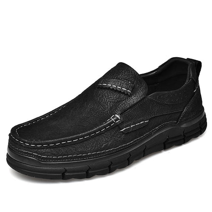 Leather Shoes Men's 2025 New Handmade Genuine Leather Men's Shoes Outdoor Mountaineering Slip-on Non-slip Casual Shoes Dad's Shoes